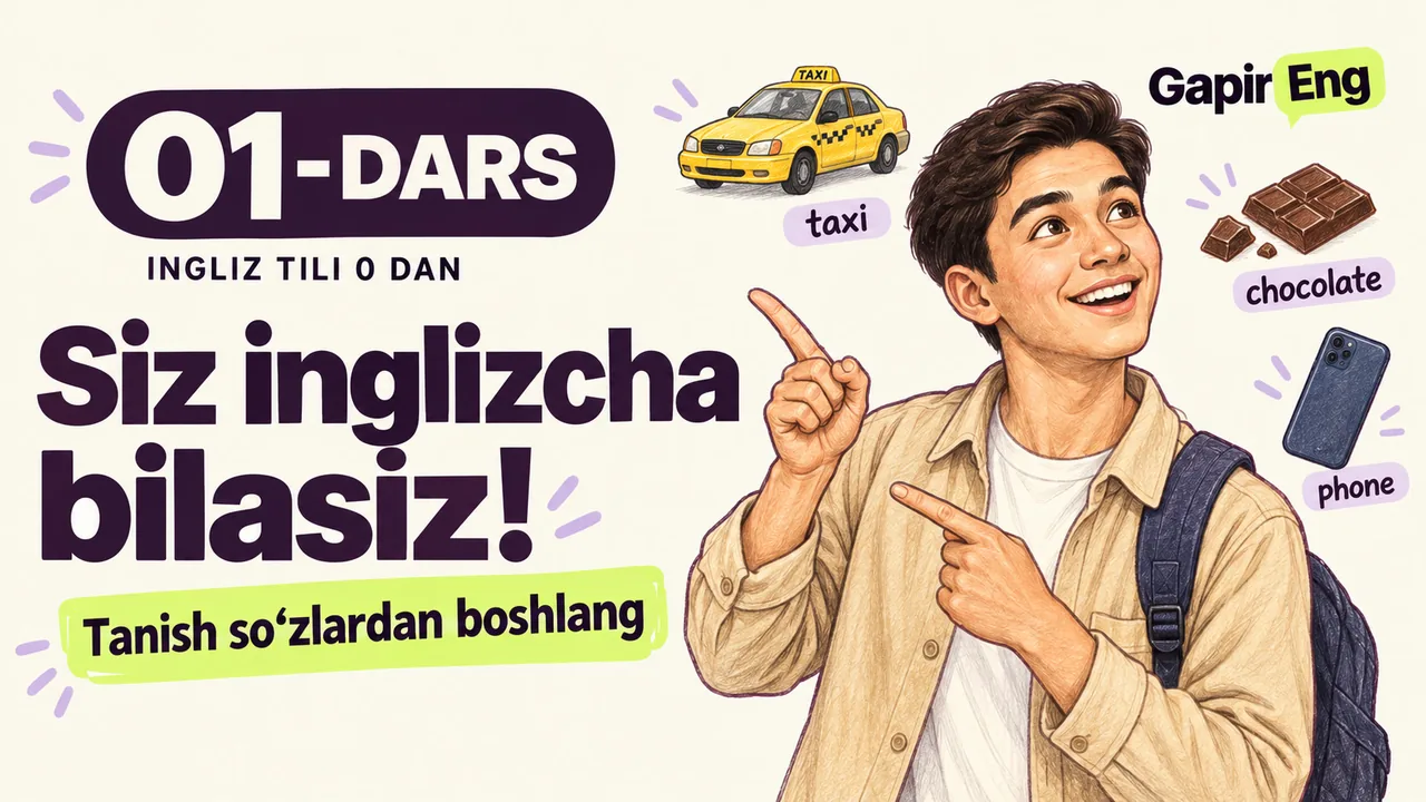 1-dars muqovasi: Siz inglizcha bilasiz!